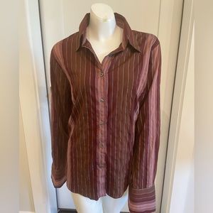 Pink Thomas pink London size 12 burgundy stripe shirt, some stretch